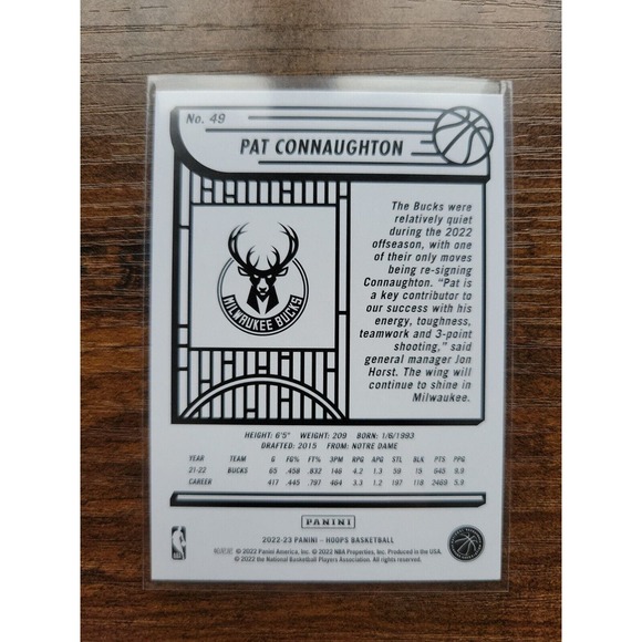 2022-2023 NBA Hoops #49 Pat Connaughton - Teal Explosion - Milwaukee Bucks - NBA - Picture 2 of 3